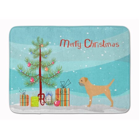 Carolines Treasures Border Terrier Merry Christmas Tree Machine Washable Memory Foam Mat BB2907RUG
